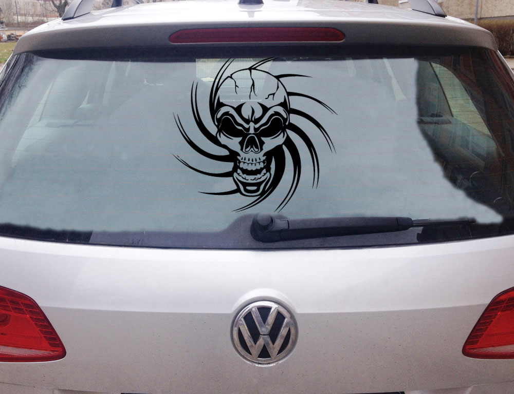 AA138 Totenkopf Skull Tribal Tattoo Auto Aufkleber